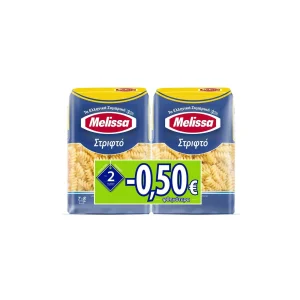 ΜΕΛΙΣΣΑ Στριφτό Μακαρόνι 2x500g Έκπτωση 0.50Ε