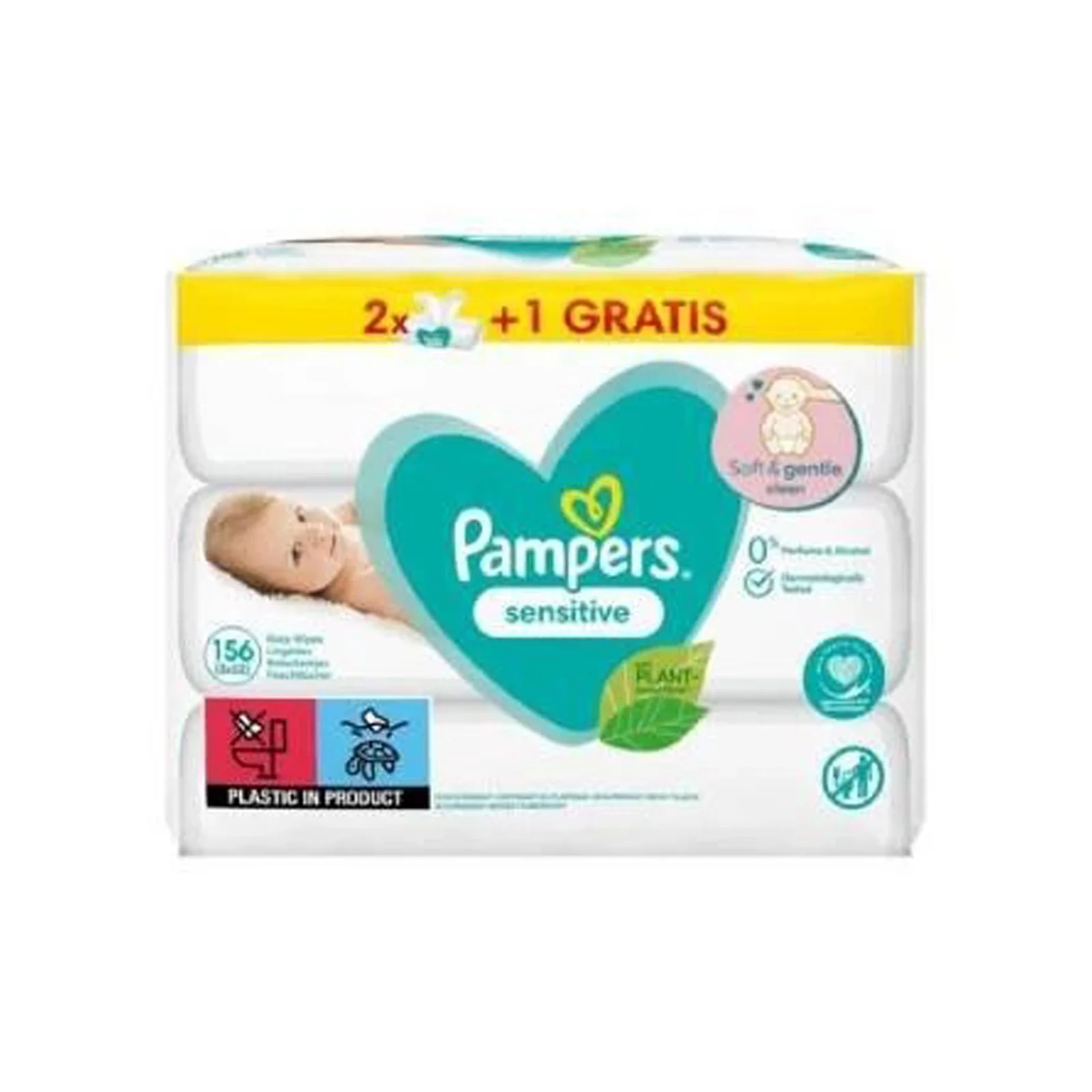 PAMPERS Promo Wipes Sensitive Μωρομάντηλα, 3×52 τμχ