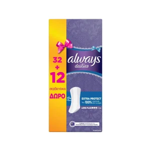 ALWAYS Dailies Extra Protect Long Plus Σερβιετάκια για Αυξημένη Ροή 3 Σταγόνες 32τμχ & 12τμχ
