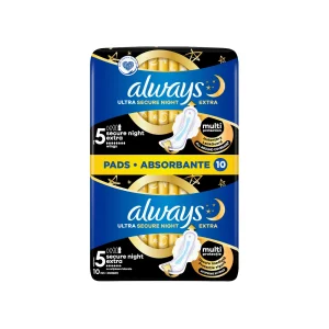 ALWAYS Ultra Secure Night Extra Σερβιέτες No5 Με Φτερά Duo Pack 10τμχ