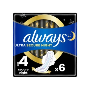 ALWAYS Ultra Secure Night Σερβιέτες με Φτερά Νυκτός Μέγεθος 4 6τμχ