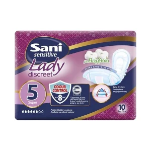 SANI Sensitive Lady No5 Super Σερβιέτες Ακράτειας 6 Σταγόνες 10τμχ