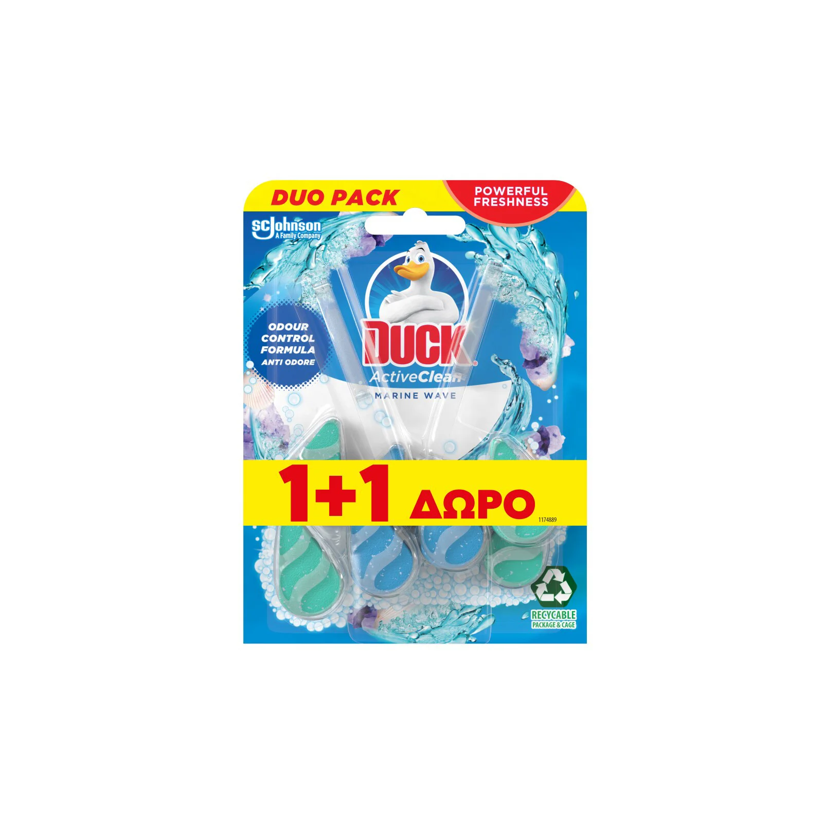 DUCK WC Block Active Clean Marine 38.6g 1+1 Δώρο