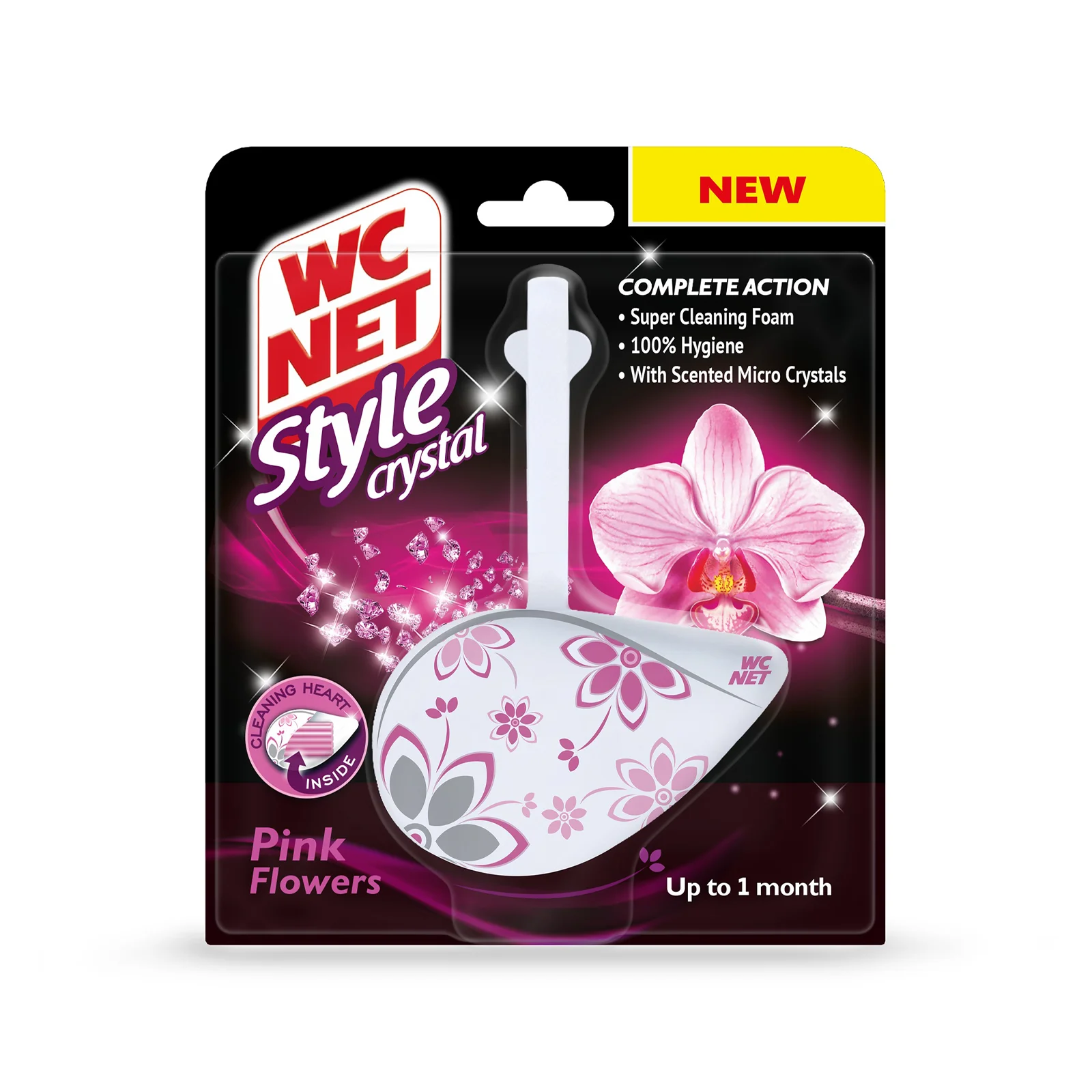 WC NET Style Crystal Rim Block Pink Flowers
