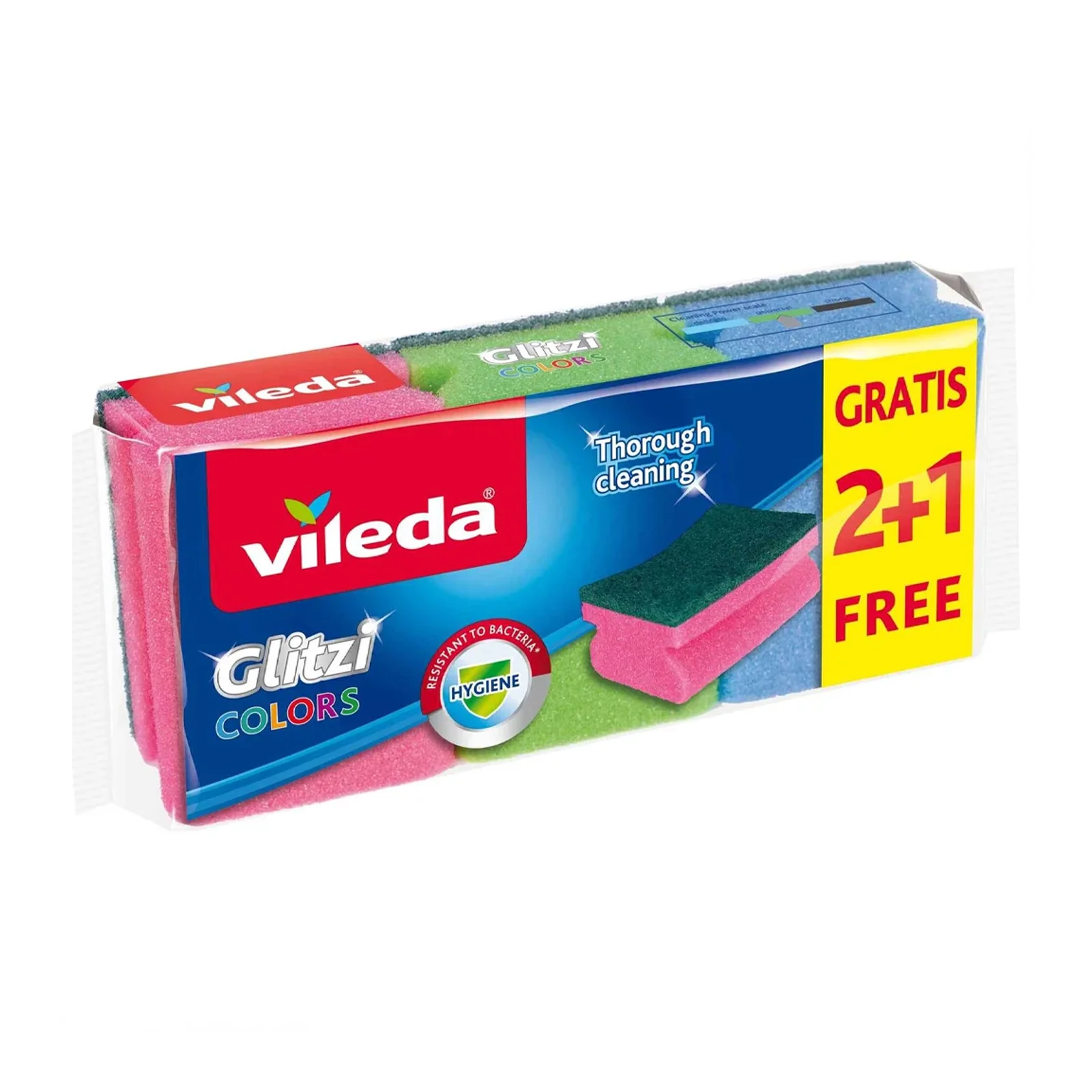 VILEDA Glitzi Colors Σφουγγαράκι Κουζίνας 2+1τμχ