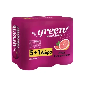 GREEN Αναψυκτικό Pink Grapefruit Στέβια Κουτί 6X330ml 5+1 Δώρο