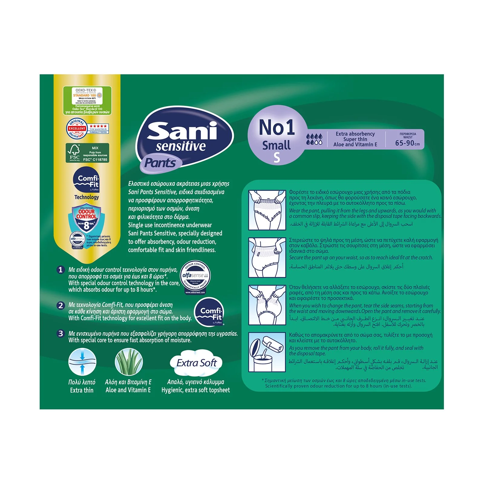 SANI Sensitive Pants Εσώρουχα Ακράτειας Νο1 Small 14τεμ - Image 2