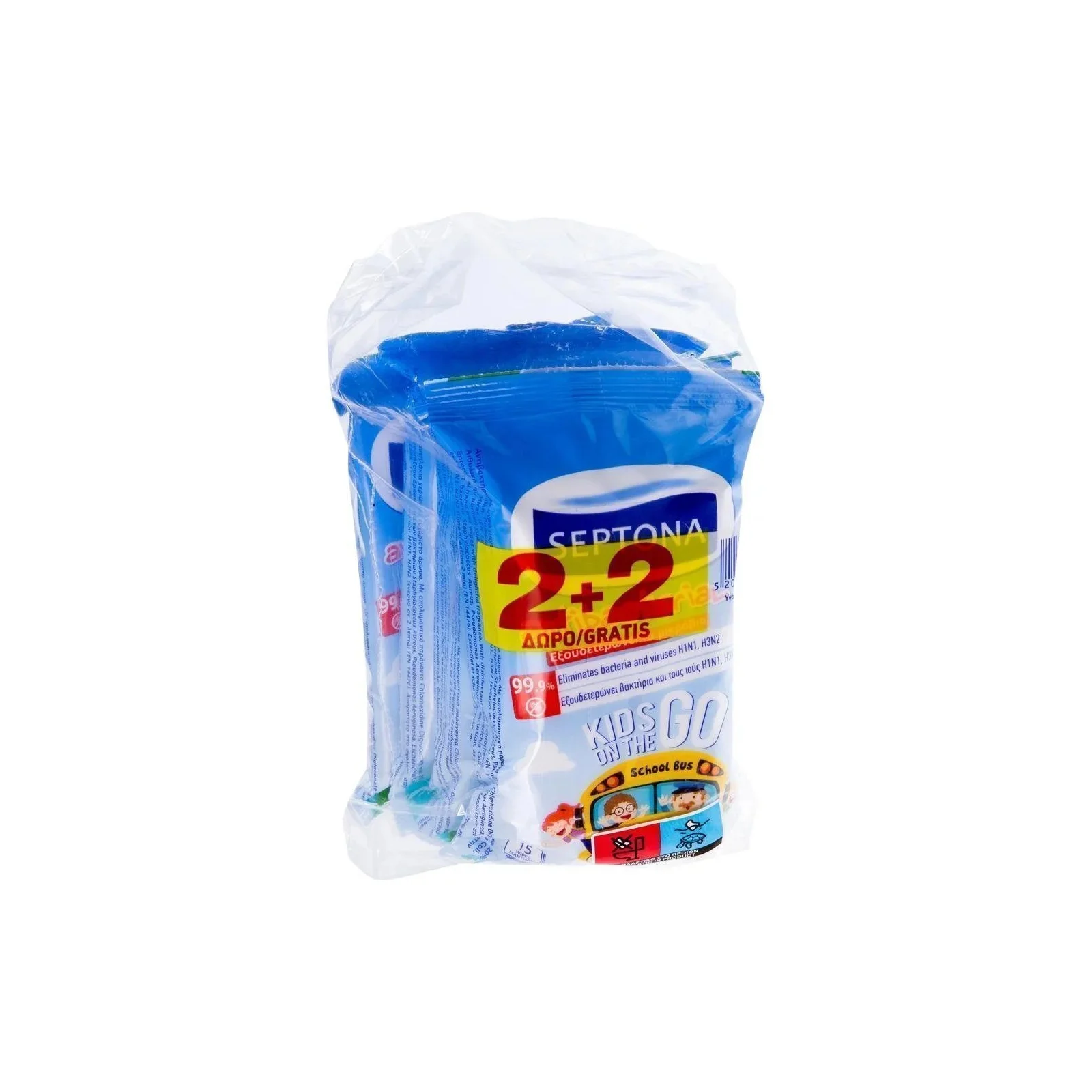 SEPTONA Μαντίλια Refresh Kids On The Go 2+2 Δώρο