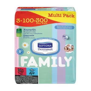 SEPTONA Family Μωρομάντιλα Dermasoft Χαμομήλι 3x100τεμ