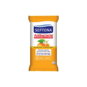 SEPTONA Αντιβακτηριδιακά Μαντηλάκια Χεριών με Άρωμα Πορτοκάλι 15τμχ