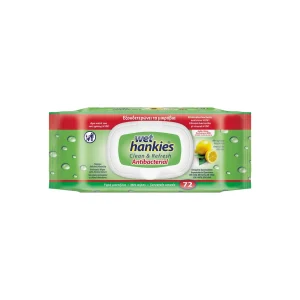 WET HANKIES Αντιβακτηριδιακά μαντήλια Lemon (72τεμ)