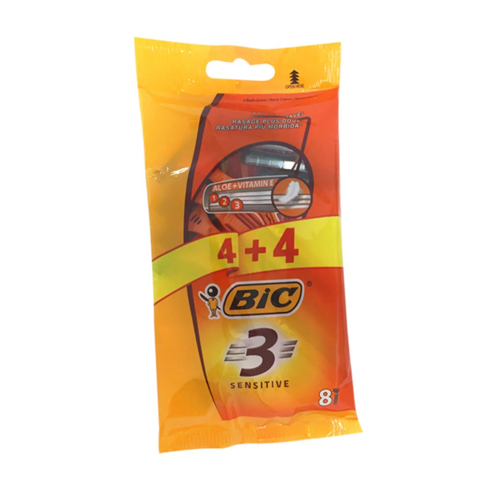 BIC 3 Sensitive Ξυραφάκια Μιας Χρήσης 3 Λεπίδες 4τεμ +4 Δώρο