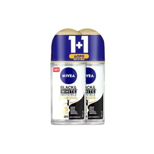 NIVEA Αποσμητικό Roll On Invisible Silky Smooth 50ml 1+1 Δώρο