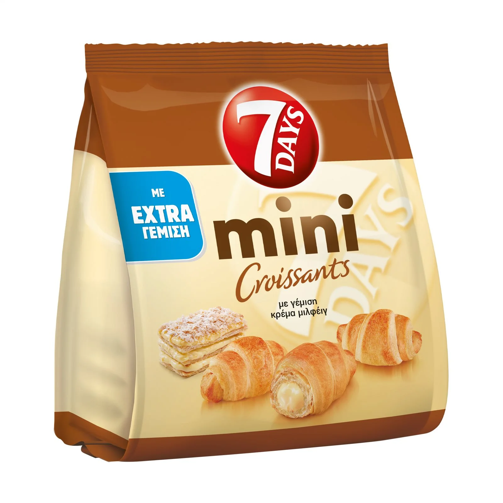 7 DAYS Mini Κρουασάν με γέμιση Κρέμα Μιλφέιγ 103g