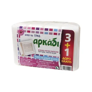 ΑΡΚΑΔΙ Φυσικό Λευκό Σαπούνι 4x150gr 3+1 Δώρο