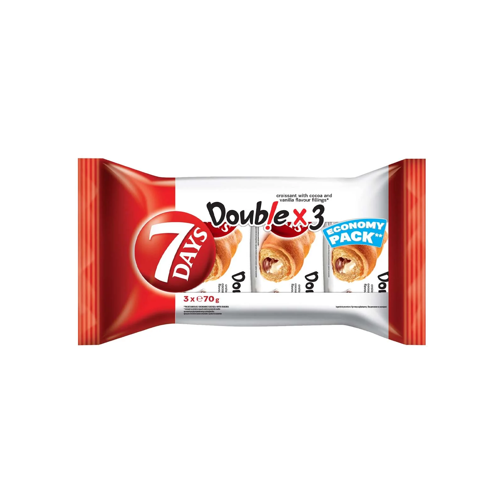 7 DAYS Κρουασάν Double Κακάο Βανίλια 3 x 70 gr