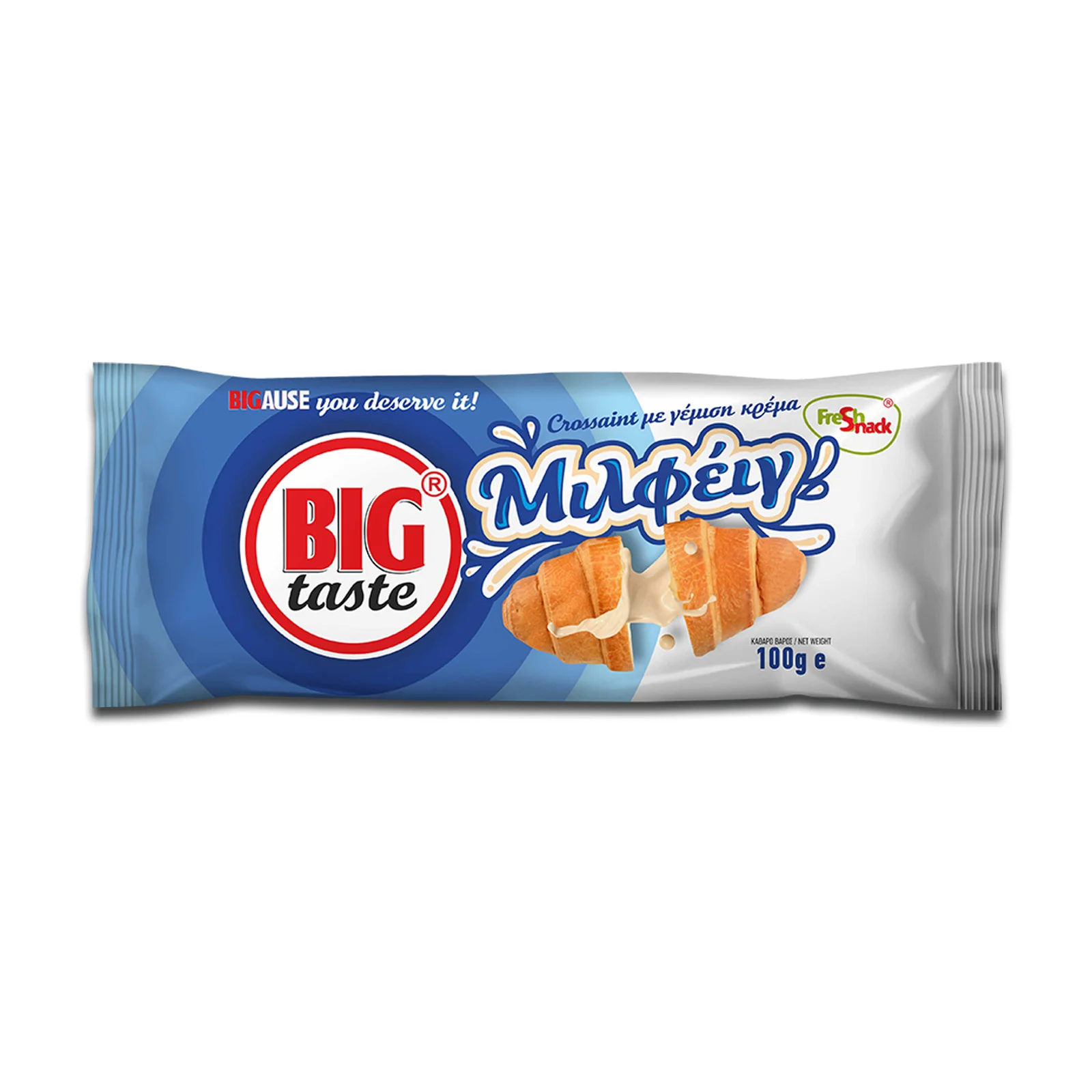 BIG TASTE Κρουασάν Με Γέμιση Κρέμα Μιλφέιγ 100 gr