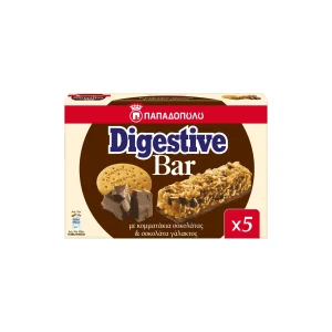 ΠΑΠΑΔΟΠΟΥΛΟΥ Digestive Bars Κομμάτια Σοκολάτας & Σοκολάτα Γάλακτος 5x28gr