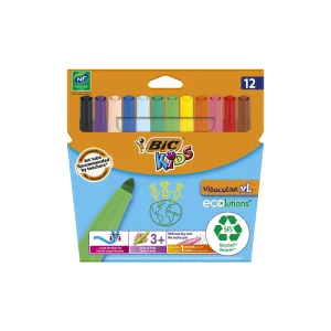 BIC Μαρκαδόροι Ζωγραφικής Kids Visacolor XL Διάφορα Χρώματα 12 Τεμάχια
