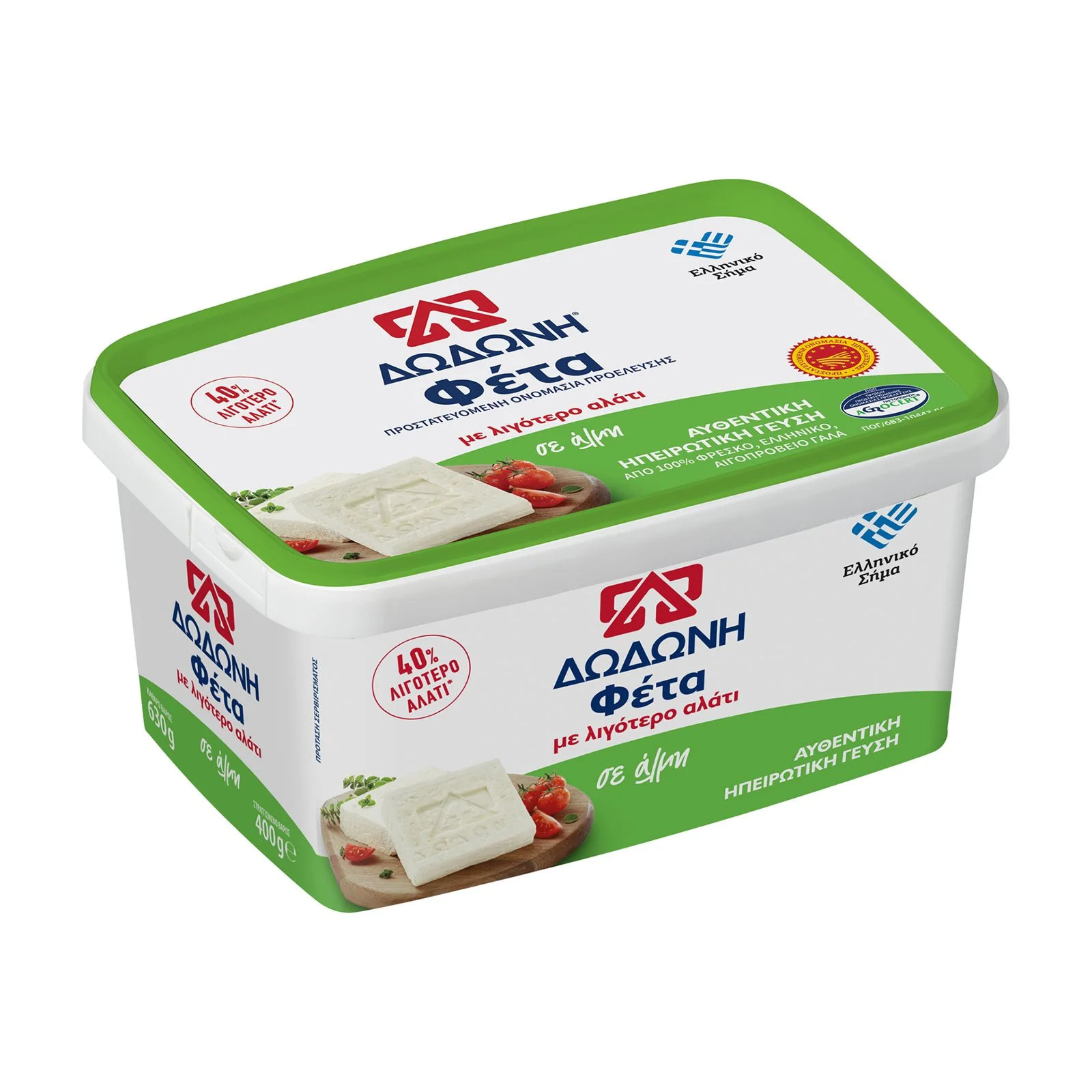 ΔΩΔΩΝΗ Φέτα ΠΟΠ 40_ Λιγότερο αλάτι σε Άλμη 400g