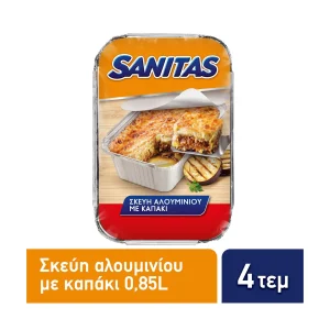 SANITAS Σκεύος Αλουμινίου Τετράγωνο με Καπάκι Μικρό 4τεμ