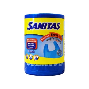 SANITAS Σακούλες Απορριμάτων Χωρητικότητας 30lt με Χερούλια Easy-Pack 50x55cm 80τμχ Μπλε