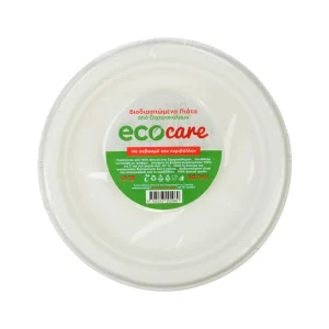 ECOCARE Πιάτο Στρογγυλό Από Ζαχαροκάλαμο 18 cm 10 Τεμάχια