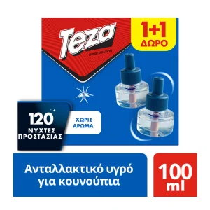 TEZA _ Εντομοαπωθητικό Υγρό 60 Nύχτες Ανταλλακτικό 50ml 1+1 Δώρο