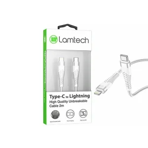 Lamtech HQ Unbreakable Cable Type-C To Lightning White 2m