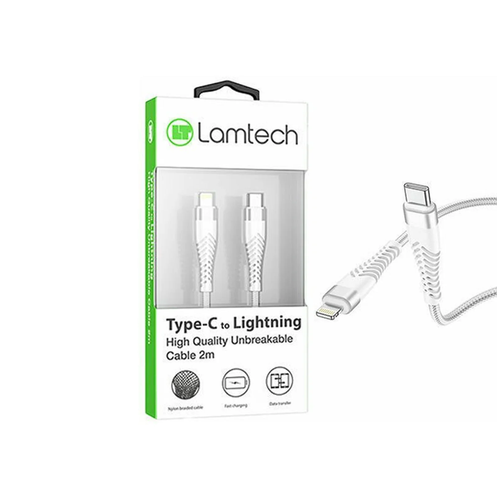 Lamtech HQ Unbreakable Cable Type-C To Lightning White 2m