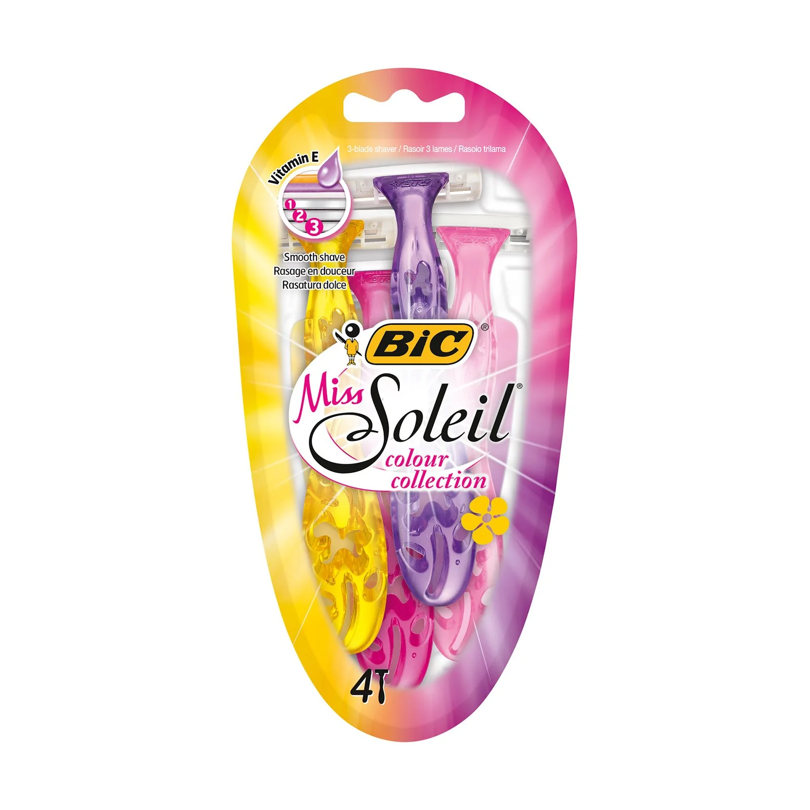 BIC Miss Soleil Ξυραφάκια Μιας Χρήσης Colour Collection 3 Λεπίδες 4τεμ