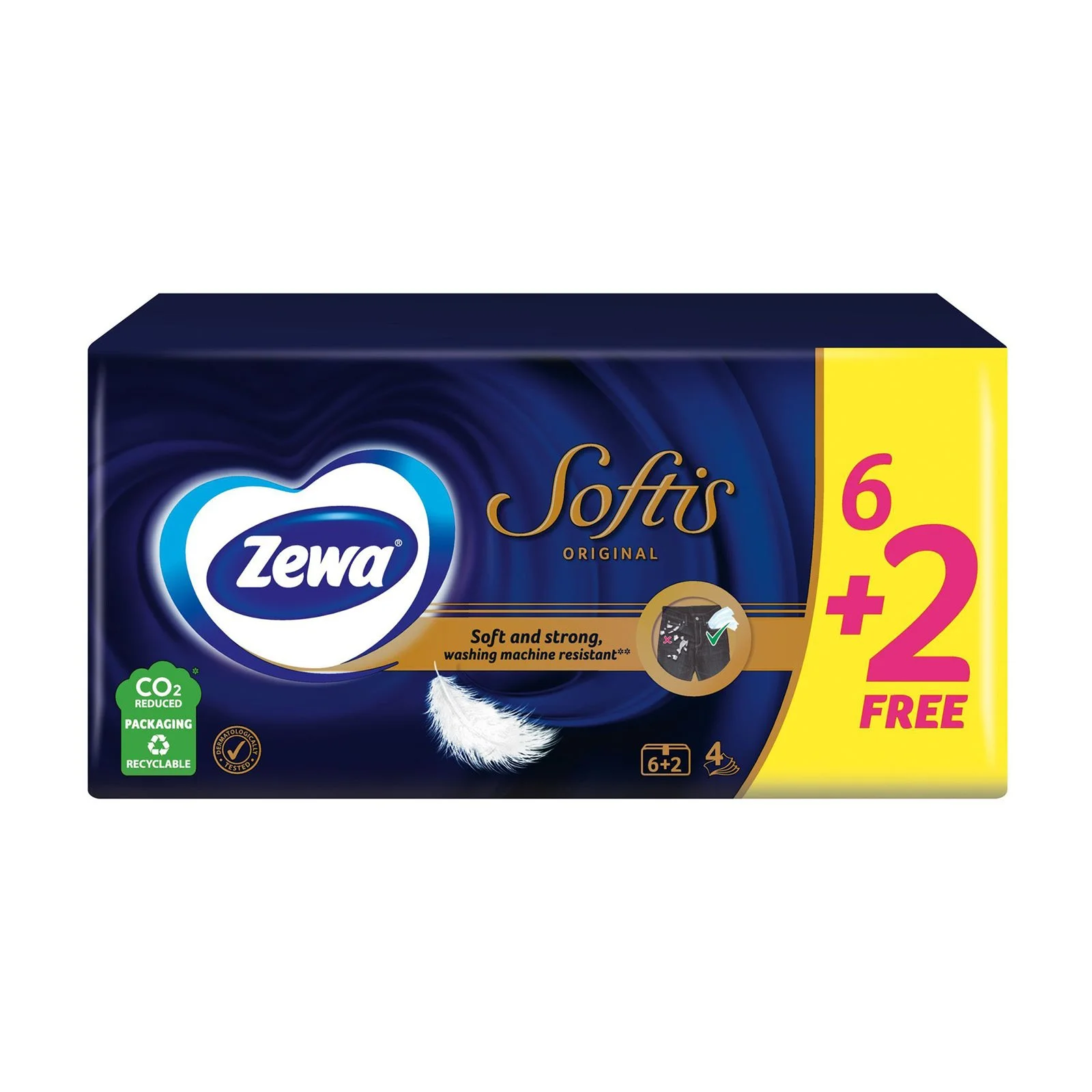 ZEWA Softis Χαρτομάντιλα Τσέπης Original 6τεμ +2 Δώρο 176g