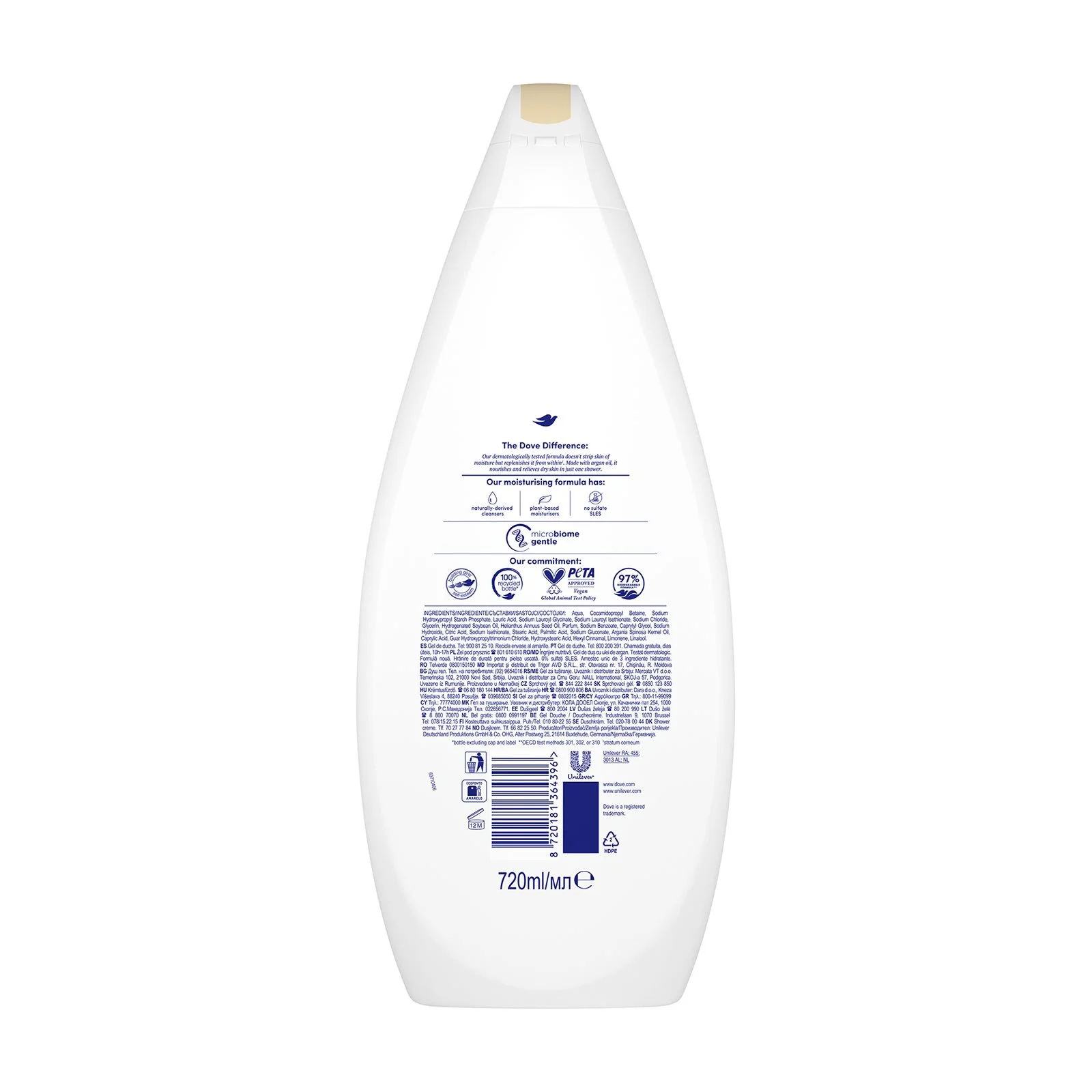 DOVE Nourishing Care Αφρόλουτρο με Argan Oil 720ml - Image 2