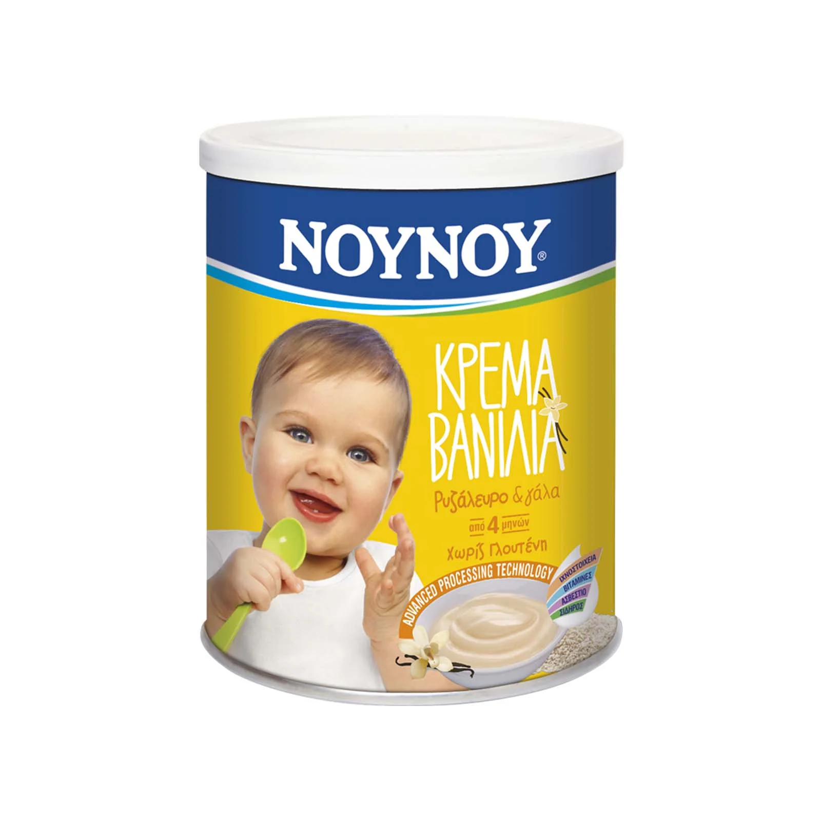 ΝΟΥΝΟΥ Βρεφική Κρέμα Βανίλια με Ρυζάλευρο & Γάλα 350gr για 4+ Μηνών - Image 3